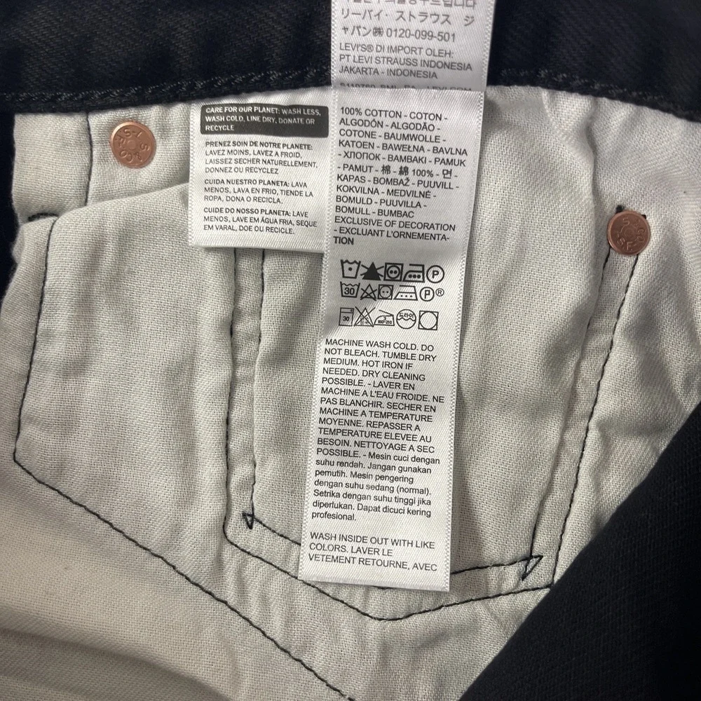 Levis 501 Jeans Mens 36x38 Black Original Straight Button Fly Denim Grunge NEW